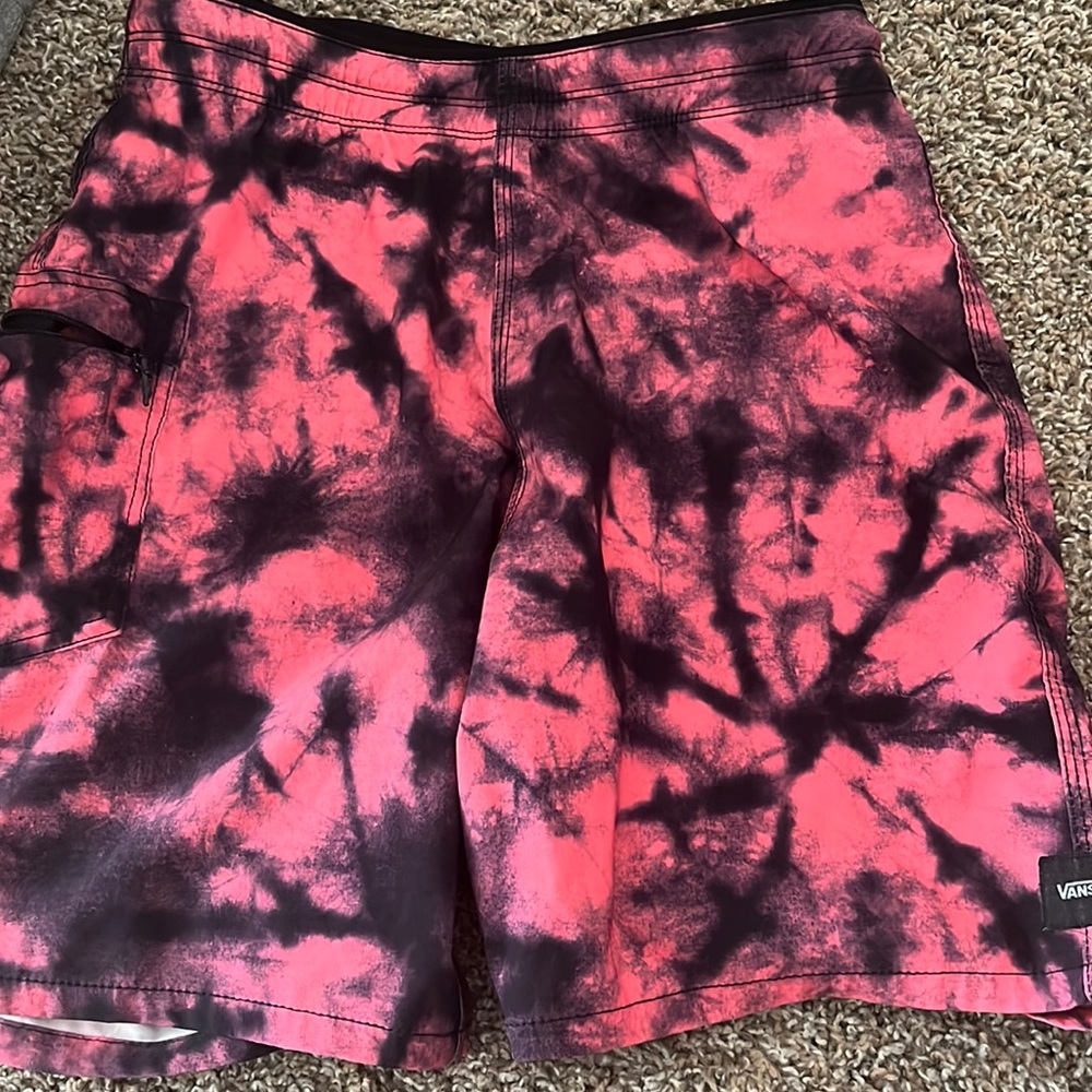 mens small VANS pink and black shorts!